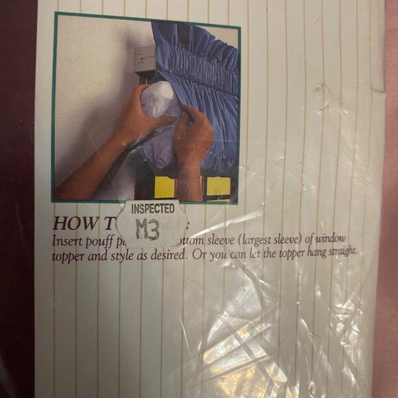 Vtg Grand Manor Blue Blouson Valance 84" W x 15" L Solid Cotton Blend Retro NOS - Picture 9 of 10